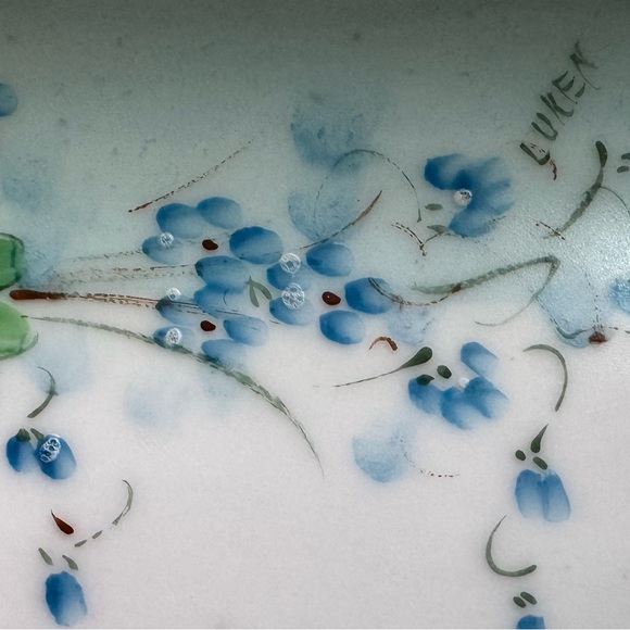 Artist signed hand painted Porcelain blue & gold tray. - Picture 4 of 8